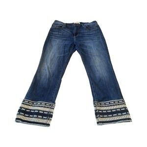Driftwood Jeans Womens 30 Colette Stretch Embroidered Cropped Straight‎ Denim